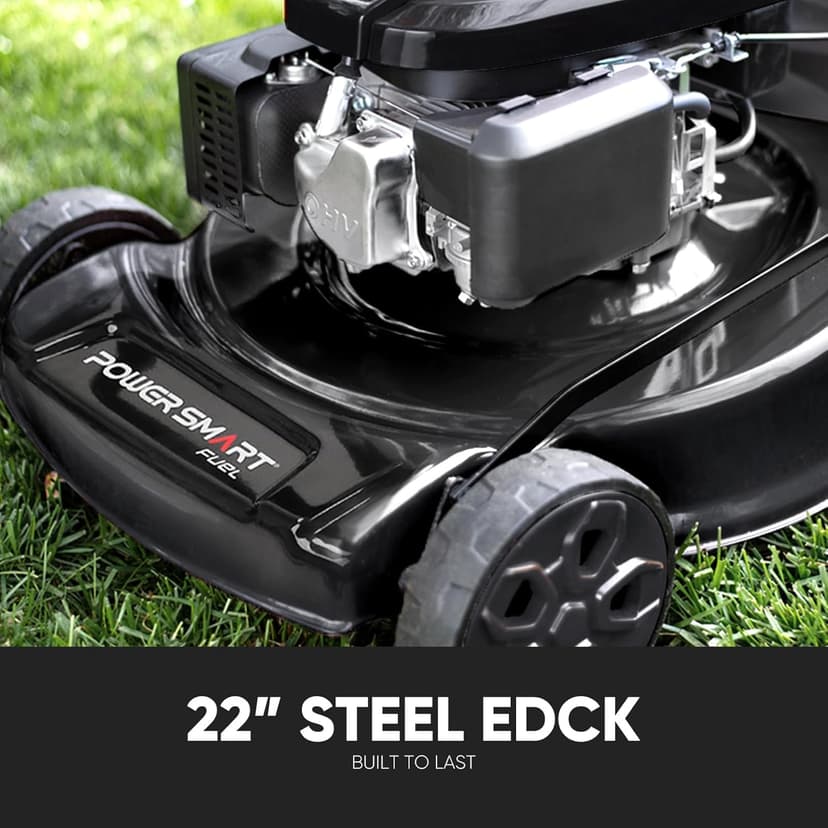 PowerSmart Self Propelled Gas Lawn Mower, 22 in. with 170cc OHV Engine, 3-in-1 Rear-Wheel-Drive High Wheels, Black