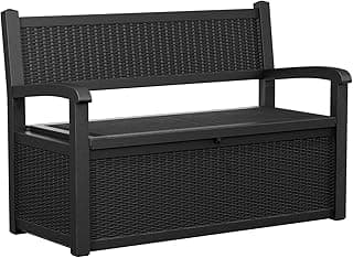 70 Gallon Storage Bench Deck Box Waterproof Lockable,Outdoor Storage Furniture for Patio,Garden and Porch,Tools and Cushions（Black）