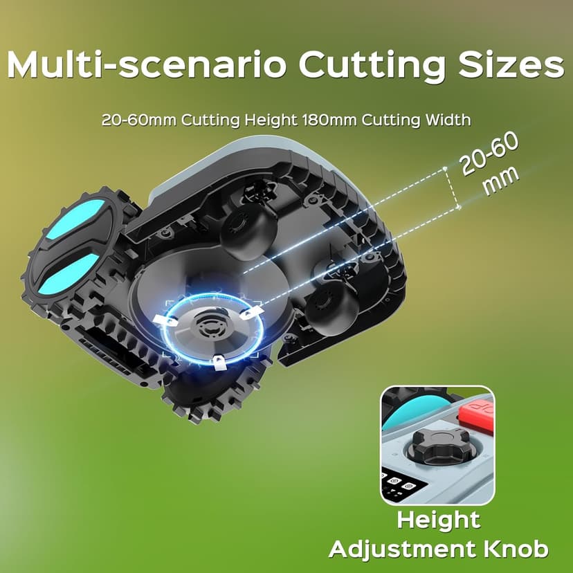 Robotic Lawn Mower, Smart Robot Lawnmower with Obstacle Avoidance, Scheduled Cutting, Self-Charging, Height Adjustment, Ideal for Small to Medium Lawns (Up to 4300 sq.ft)