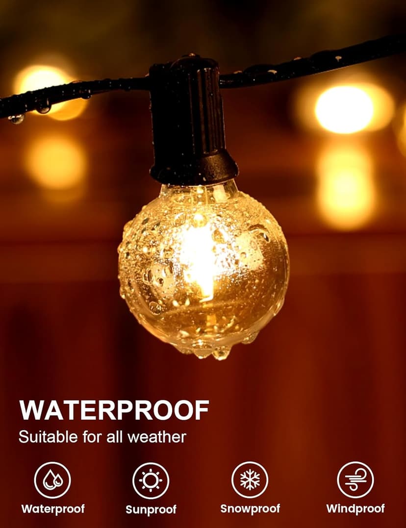 Outdoor String Lights 300 FT Globe LED Patio Lights with G40 Plastic Bulbs,Waterproof Shatterproof Dimmable Connectable Hanging for Backyard Porch Balcony Party Cafe Deck Decor