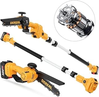 2-in-1 Brushless Pole Saw & Cordless Chainsaw, 8 Inch 4.0Ah 17-Foot MAX Electric Battery Powered, Extendable Pole Multi-Angle for Wood Cutting, Tree Trimming
