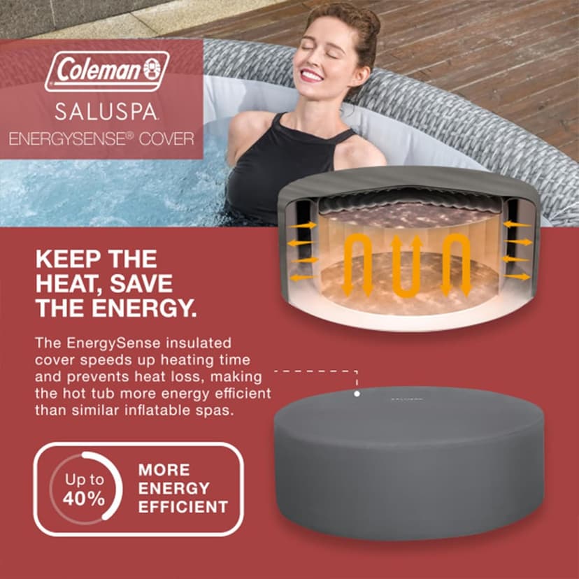 Bestway Coleman Sicily AirJet Large Round 5 to 7 Person Inflatable Hot Tub Portable Outdoor Spa with 180 AirJets and EnergySense Cover, Grey