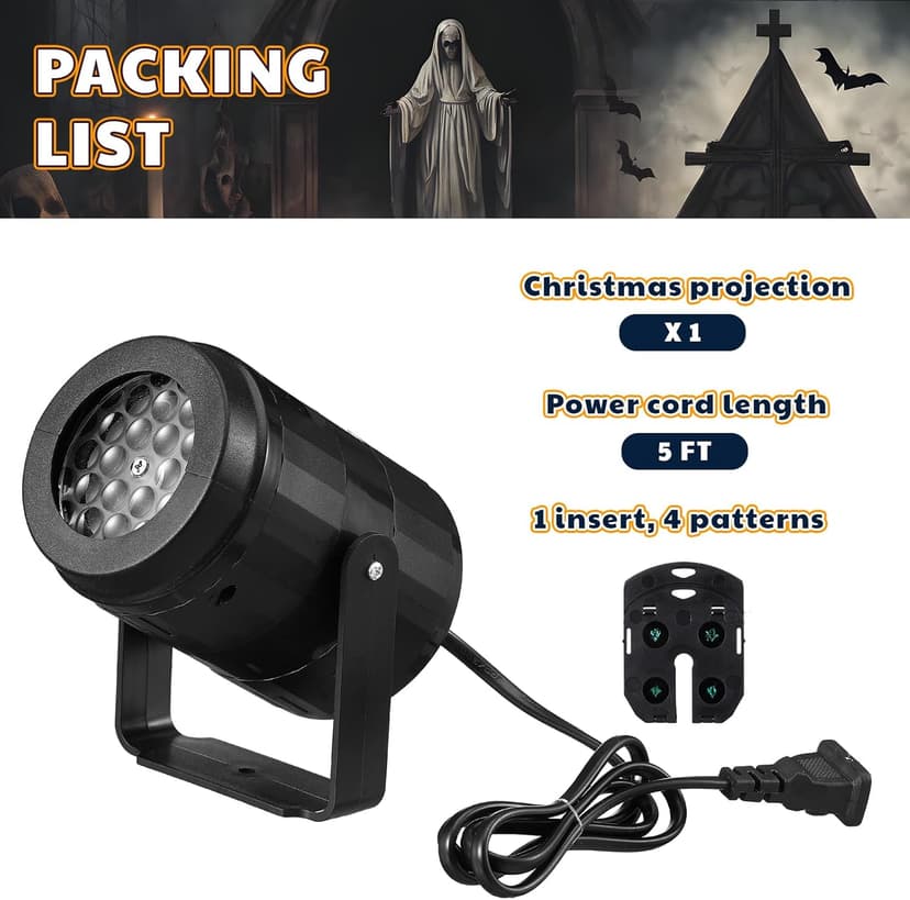 VIHOSE Skeleton Ghost Projector Rotating LED 4 in 1 Waterproof Digital Holiday Projector with Yard Stake for Outdoor Indoor Party Patio Garden Home House Decoration Landscape