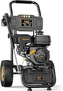 BLUBERY 3500PSI Gas Pressure Washer, 2.6GPM 212CC Heavy Power Washer, 30Ft High Pressure Hose&Soap Tank, 5 Adjustable Nozzles, Cleaning for Driveway/Concrete/Vinyl Fencing,Max