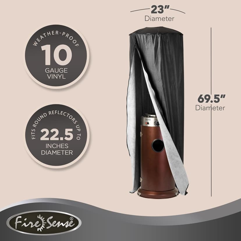 Full-Length Outdoor Vinyl Cover for Spiral Flame LPG Patio Heaters with 21" Round Reflectors