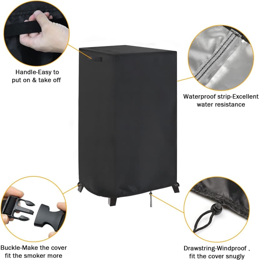 Smoker Cover Fit for Masterbuilt MB20070210 Analog Electric Smoker, Waterproof Outdoor Grill Smoker Covers,Black (23" L x 21" W x 38" H)