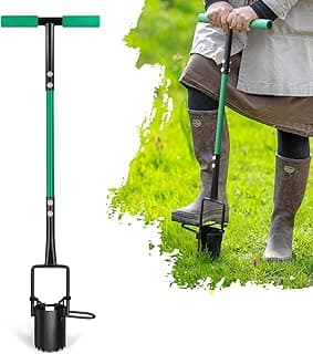 5-in-1 Lawn Plug Garden Tool, Updated Bulb Planter Long Handle for Digging, Weeding, Soil Sampler, Transplanting, Sod Plugger with for Digging Holes to Plant Tulips, Iris, Daffodils