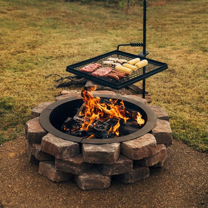 Titan Great Outdoors 33" Diameter Steel Fire Pit Liner Ring Heavy Duty DIY In-Ground Outdoor Build Your Own Bonfire