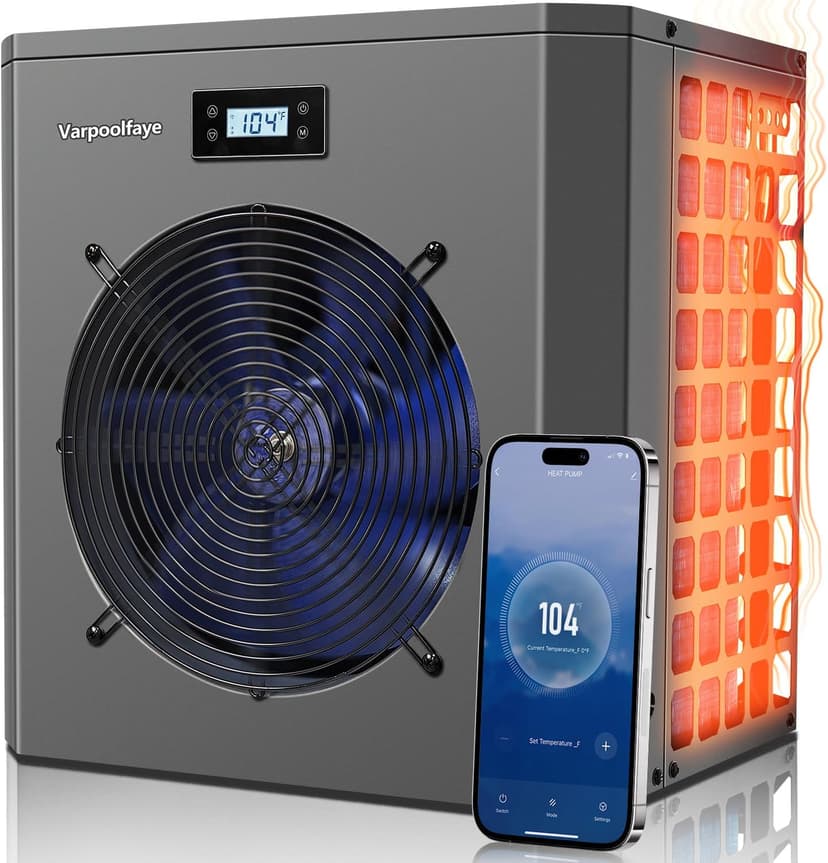 Pool Heater for Above Ground Pool 16000 BTU Heating and Cooling Up to 5000 Gallon Pool Heater 120v Electric Pool Heat Pump WiFi Smart Control via APP Spa Heater Pump