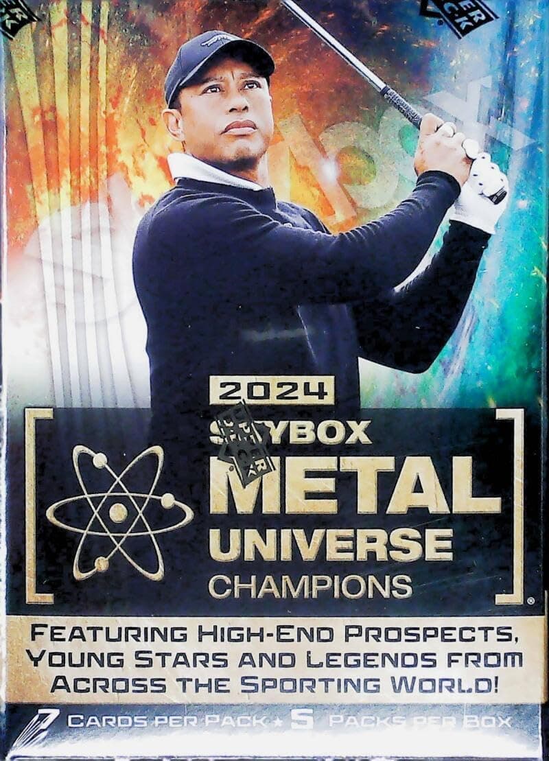 2024 Upper Deck Skybox Metal Universe Champions Factory Sealed Blaster Box. 5 Packs of 7 Cards. Features High-End Prospects, Young Stars and Legends Across the Sporting World. Look for Blaster Exclusive Skybox Premium Gold and Gold Auto Cards.