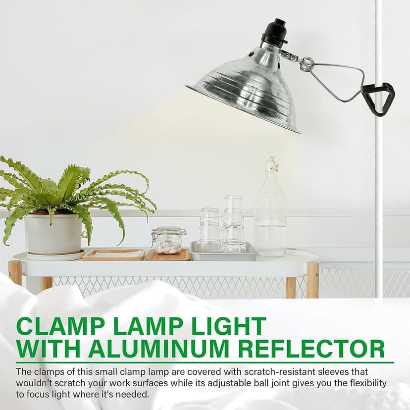 Simple Deluxe HIWKLTCLAMPLIGHTMX2 2-Pack Clamp Lamp Light with 8.5 Inch Aluminum Reflector Up to 150 Watt E26 Socket (No Bulb Included) 6 Feet 18/2 SPT-2 Cord, Silver