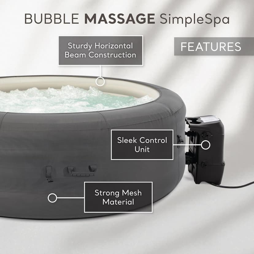 INTEX SimpleSpa Inflatable Hot Tub, 6 Person Bubble Massage Spa with Built-in Pump and Energy Efficient Cover