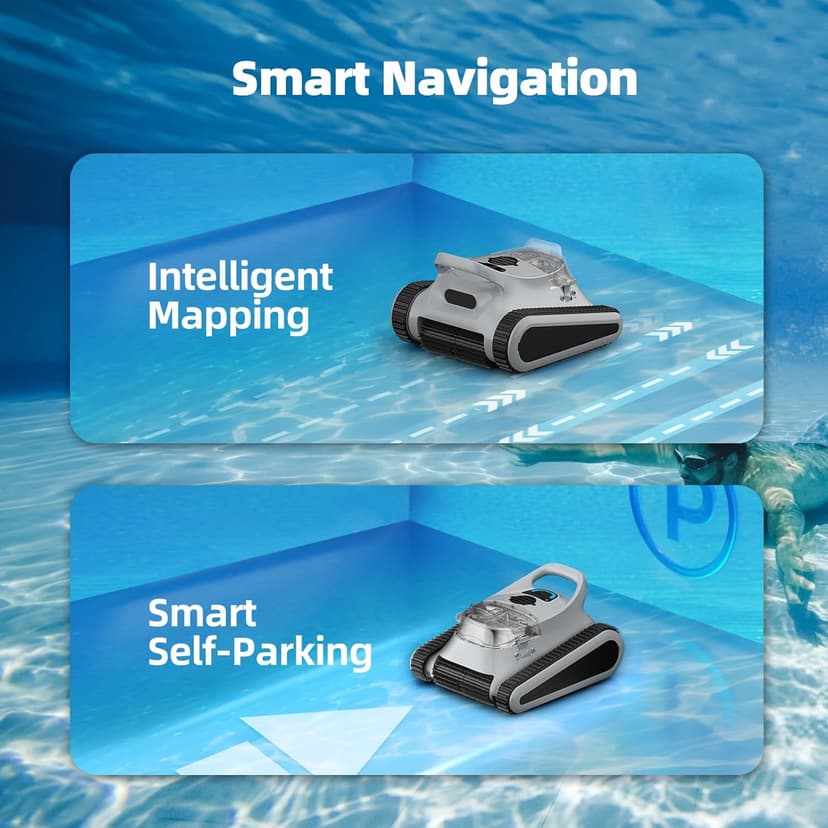 Robotic Pool Vacuum for Inground Pools: 2025 Upgraded Cordless Robot Robotic Pool Cleaners 180W Suction Auto Vacuums Wall Climbing Waterline Scrubbing Cleaning 150 Mins Long Battery Up to 2,000 sq.ft