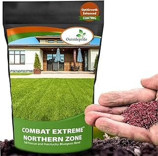 Outsidepride Combat Extreme Northern Zone - 5 Lbs Cold-Hardy, Drought-Resistant Turf Type Tall Fescue & Kentucky Bluegrass Lawn Grass Seed Blend, OptiGrowth Coated for Better Establishment