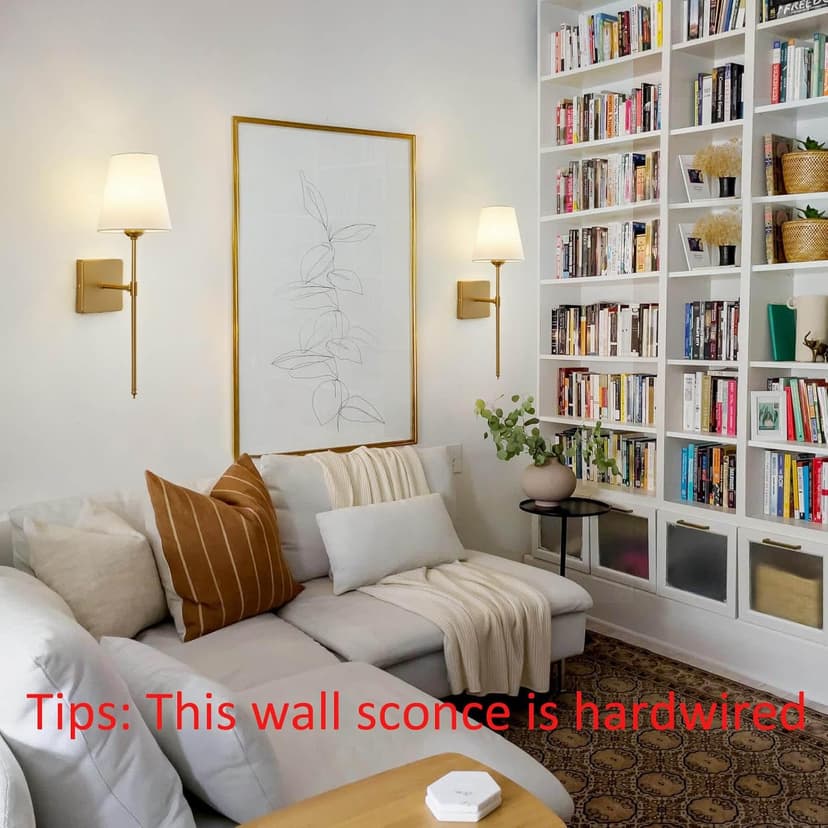 Wall Sconces Sets of 2, White Fabric Shades Wall Sconces, Hardwired Retro Industrial Wall Lamps, Bathroom Vanity Sconces Wall Lighting, Wall Mounted Lamps for Bedroom Living Room Kitchen Mirror