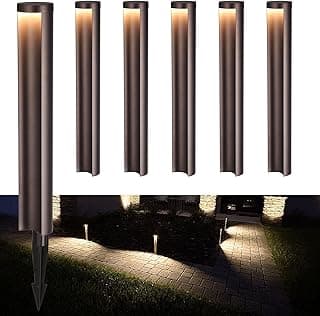 LEONLITE Low Voltage Pathway Lights, 5W 12-24V Wired LED Landscape Lighting for Yard Sidewalk, IP65 Waterproof Path Light, Die-Casted Aluminum, 3000K Warm White, ETL, Pack of 6