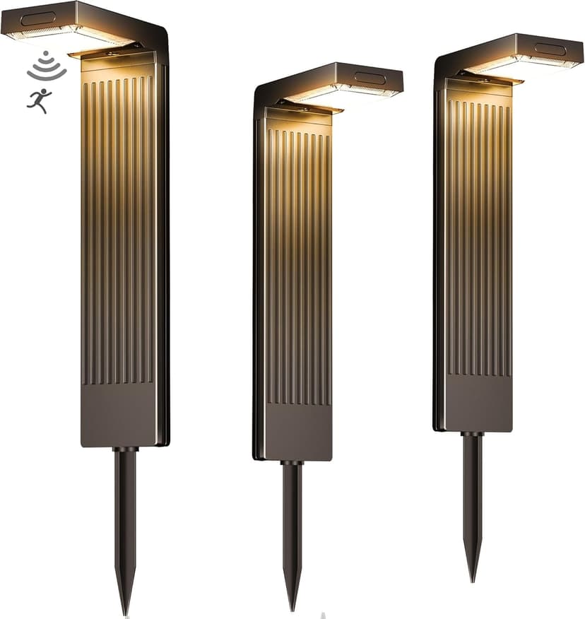 Solar Pathway Lights Outdoor 3 Pack, 400LM Motion Sensor Walkway Lights with Warm/Cool White, 12H Lasting, IP65 Waterproof Solar Powered Landscape Lighting for Garden, Yard