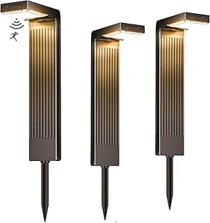 Solar Pathway Lights Outdoor 3 Pack, 400LM Motion Sensor Walkway Lights with Warm/Cool White, 12H Lasting, IP65 Waterproof Solar Powered Landscape Lighting for Garden, Yard