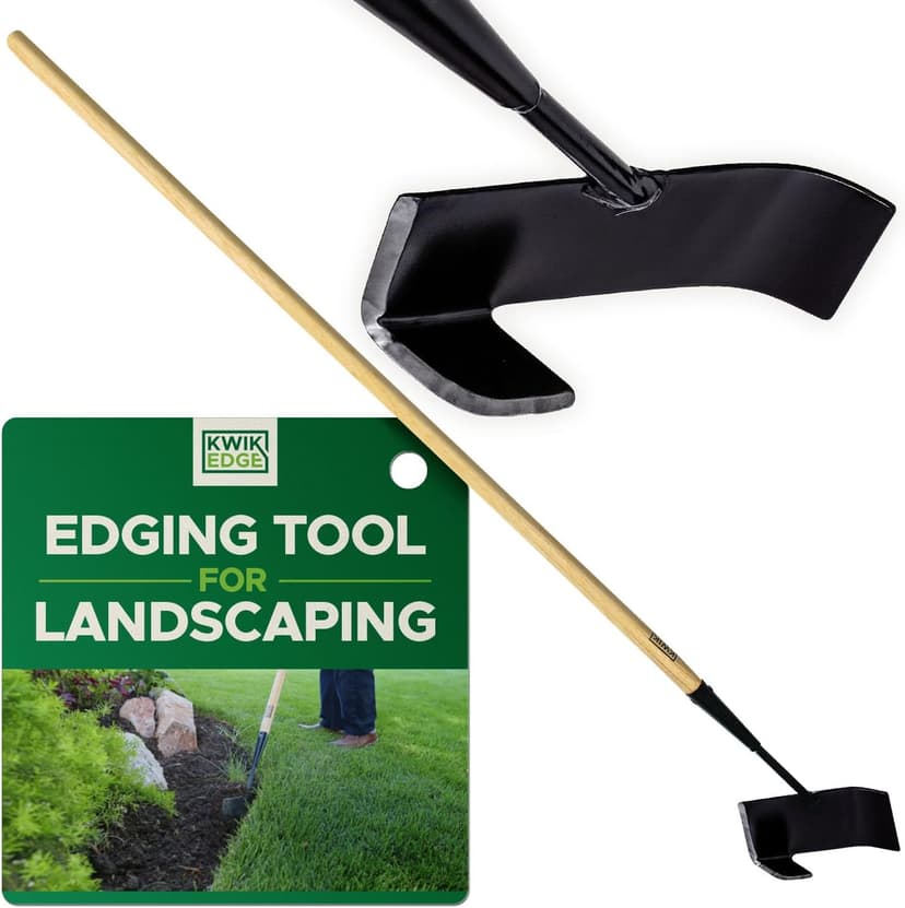 Edging Shovel for Landscaping - Garden Edging Tool for Landscaping, Hand Edger Lawn Tool for Precise Clean Borders, Long Handle Manual Edger for Lawn, Sidewalk, Flower Beds & Pathways - KWIK EDGE Tool