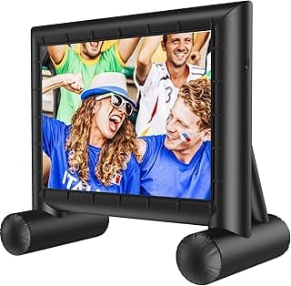 Amada 14 Feet Outdoor Inflatable Movie Screen, Projector Screen with Fast Low-Noise Air, Support Front Rear Projection for Backyard Movie Night, Home Theater, Theme Party, AMPJ04