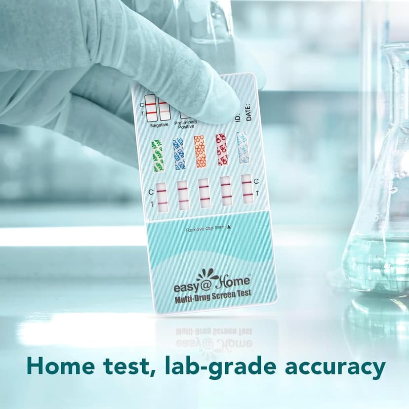 Easy@Home Multi-Drug Screen Test: Testing Amphetamine Oxazepam Cocaine Morphine Cannabinoids Home Urine Drug Testing Kits - #EDOAP-754 (5 Pack)