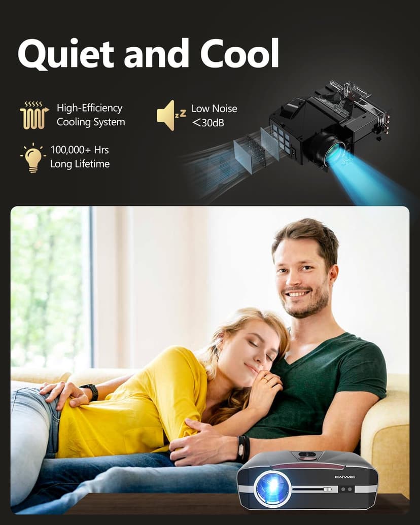 Daylight Projector 4K Ultra HD 1800 High ANSI Smart Home Theater with WiFi 6, Bluetooth, NFC, Streaming Apps, Bright Daytime Proyector, HDR10+, Auto Focus, HDMI 2.1 ARC USB for Movie Video Gaming CIVE