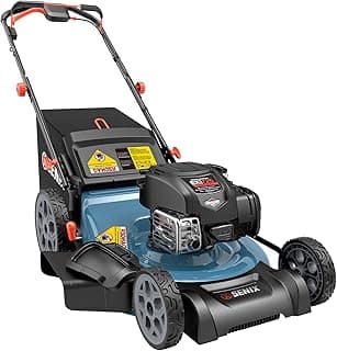 SENIX LSSG-H2 22-Inch Self Propelled Gas Lawn Mower with 163 cc 4-Cycle Engine, 3-in-1 Rear Wheel Drive Variable Speed Lawnmower, 6-Position Height Adjustment with 11-Inch Rear Wheels