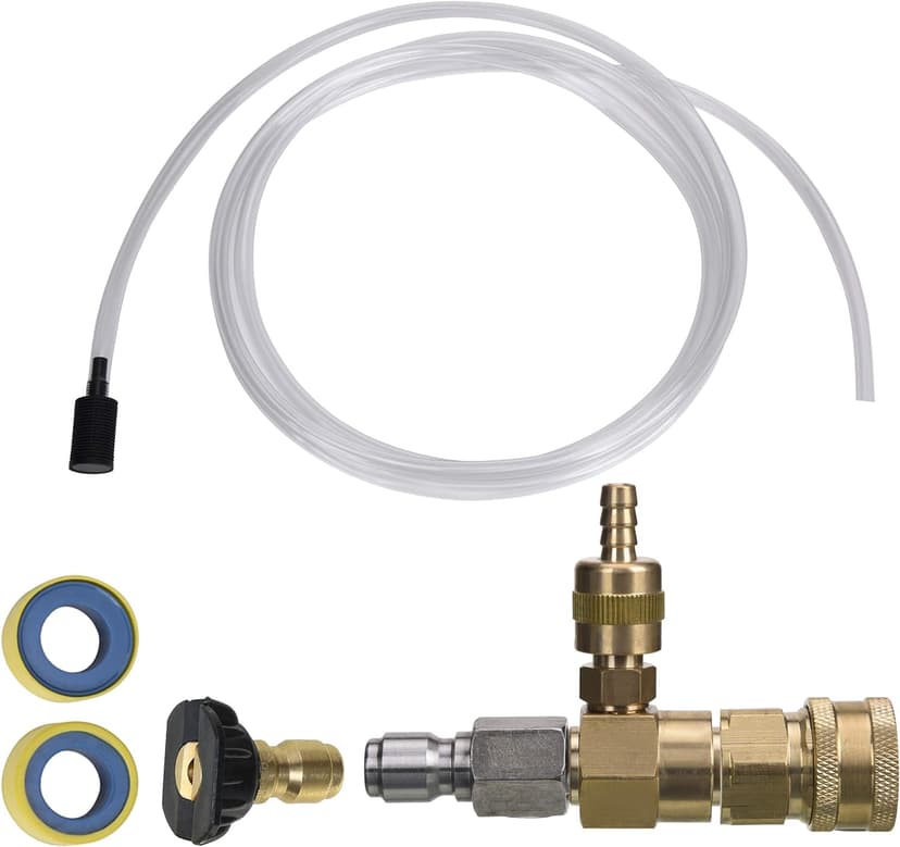 M MINGLE Adjustable Chemical Injector Kit for Pressure Washer, Soap Injector, 3/8 Inch Quick Connector