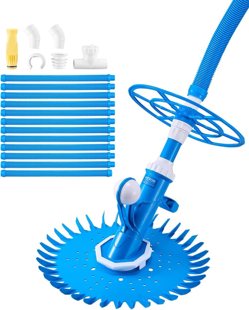 VEVOR Suction Pool Cleaner, Automatic Pool Vacuum Cleaner, Suction Side Automatic Pool Cleaner, Suction Vacuum Pool Sweeper with 12 Hoses, for In-ground Pool and Above-Ground Pool Up to 20 x 35 ft