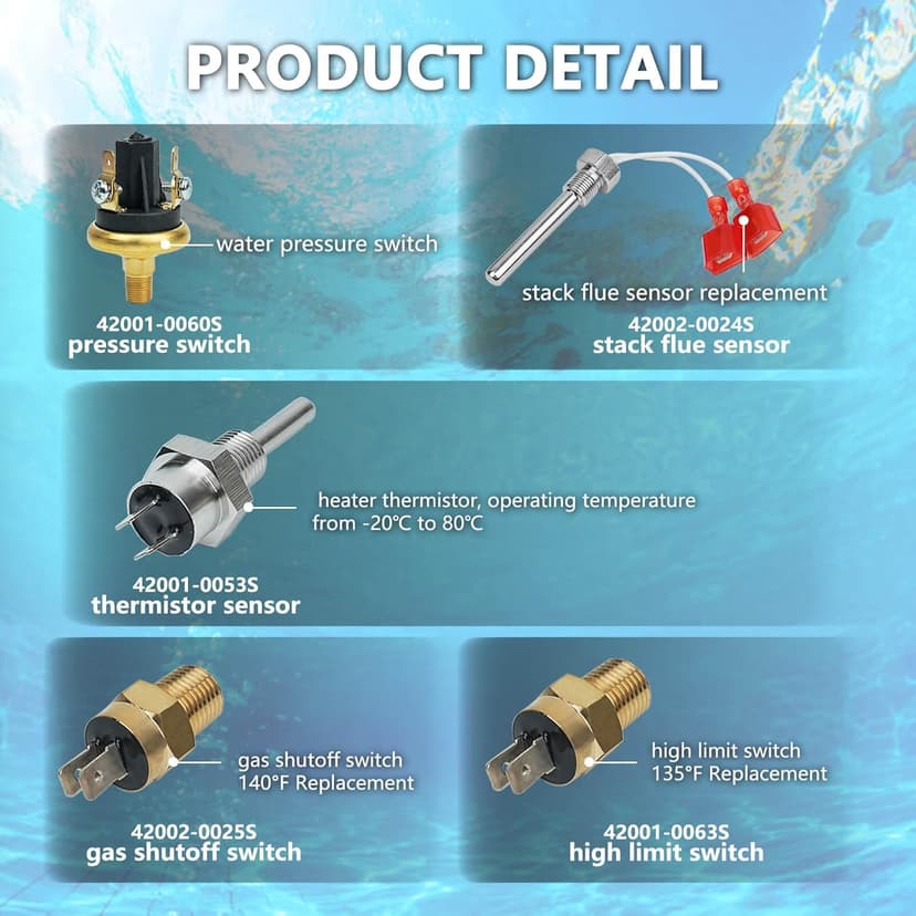 Pool Heater Repair Kit 42002-0024S 42001-0063S 42001-0053S Heater Thermistor 42001-0060S 42002-0025S Replacement for Pentair Sta Rite MasterTemp &Max-E-Thermistors Pool Spa Hearter Repair Kit