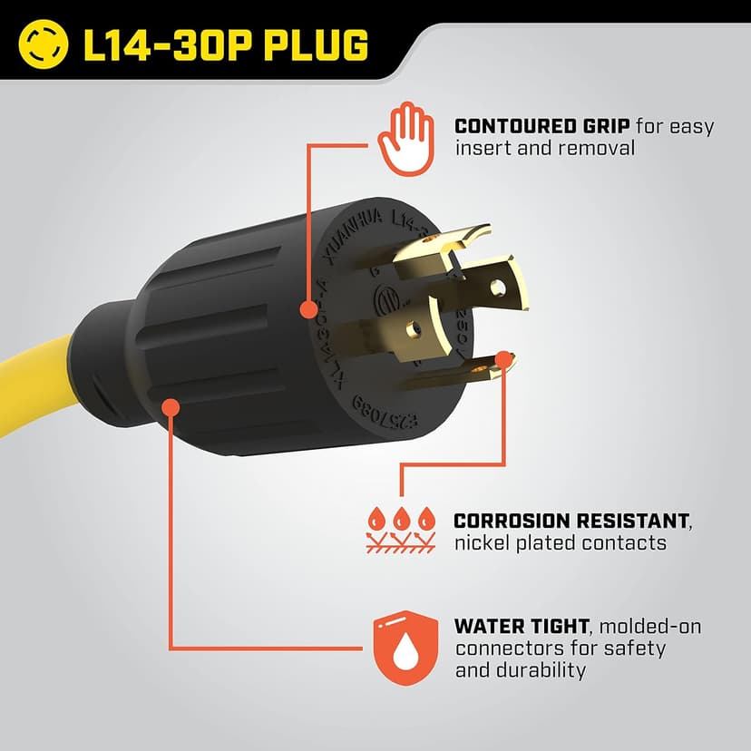 Champion 3-Foot 30-Amp 125/250-Volt Generator Y-Adapter (L14-30P to two 5-20R)
