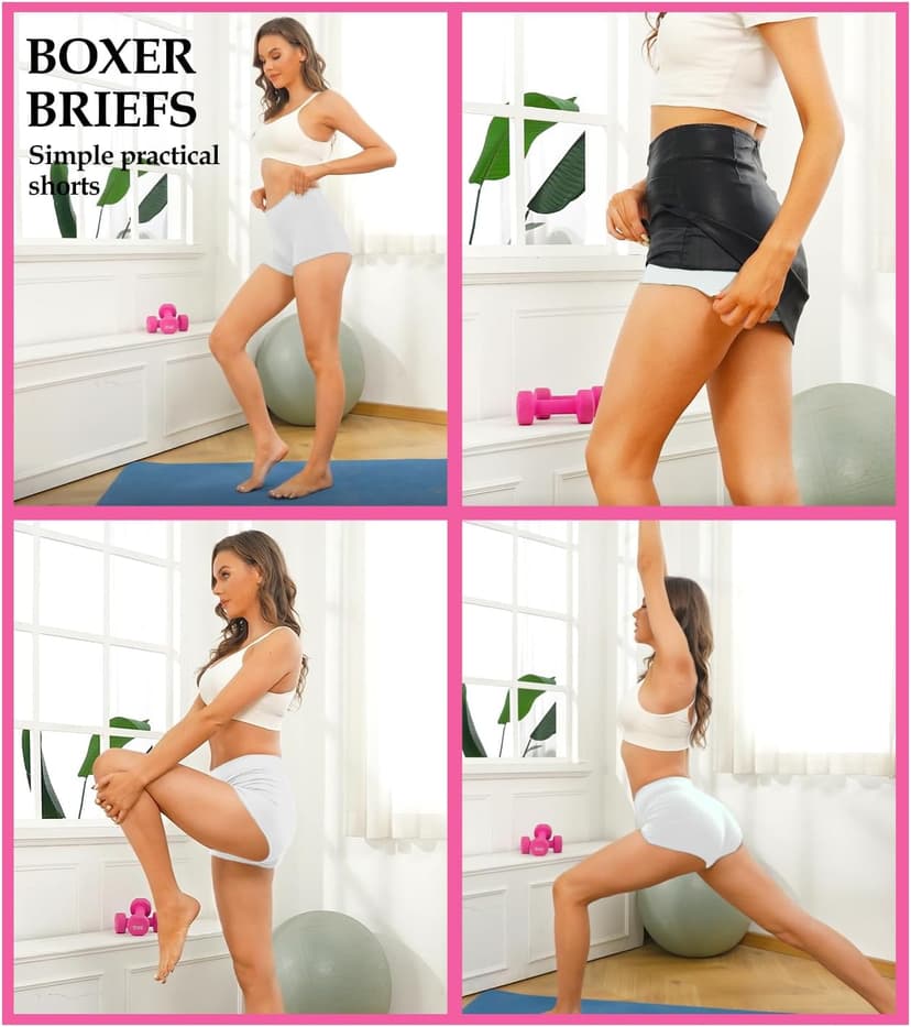 wirarpa Women's Boyshorts Panties Cotton Boxer Briefs for Ladies Underwear Shorts with Cotton Crotch 4 Pack