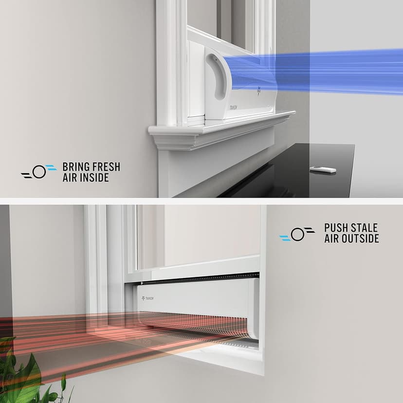 Vornado TRANSOM Window Fan with 4 Speeds, Remote Control, Reversible Exhaust Mode, Weather Resistant Case, Whole Room, Ice White