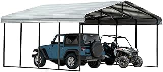 Arrow Carports Full-Size Galvanized Steel Double Carport Kit, Wind and Snow Rated, Corrosion-Resistant Powder-Coated Metal Frame for Vehicles, Boats, Equipment, and Storage, 20' x 20' x 9', Bone