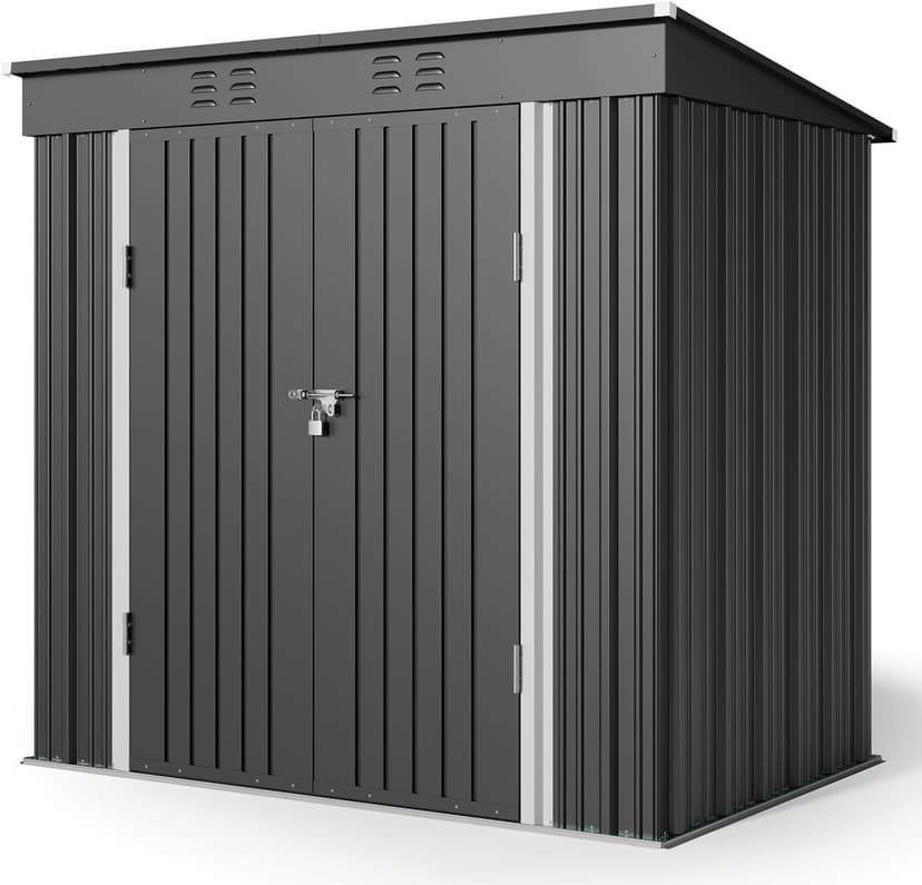 Gizoon 6' x 4' Outdoor Storage Shed with Double Lockable Doors, Anti-Corrosion Metal Garden Shed, Waterproof Shed Outdoor Storage Clearance for Backyard Patio Lawn-Dark Gray