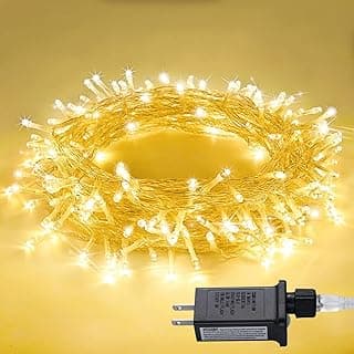 JMEXSUSS Connectable Warm White String Lights Indoor, 8 Modes Christmas Light Plug in Fairy String Lights for Bedroom, 33ft 100 LED Twinkle Lights Outdoor for Christmas Tree Decor