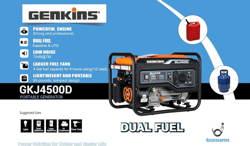 4500 Watt Dual Fuel Generator Propane & Gas