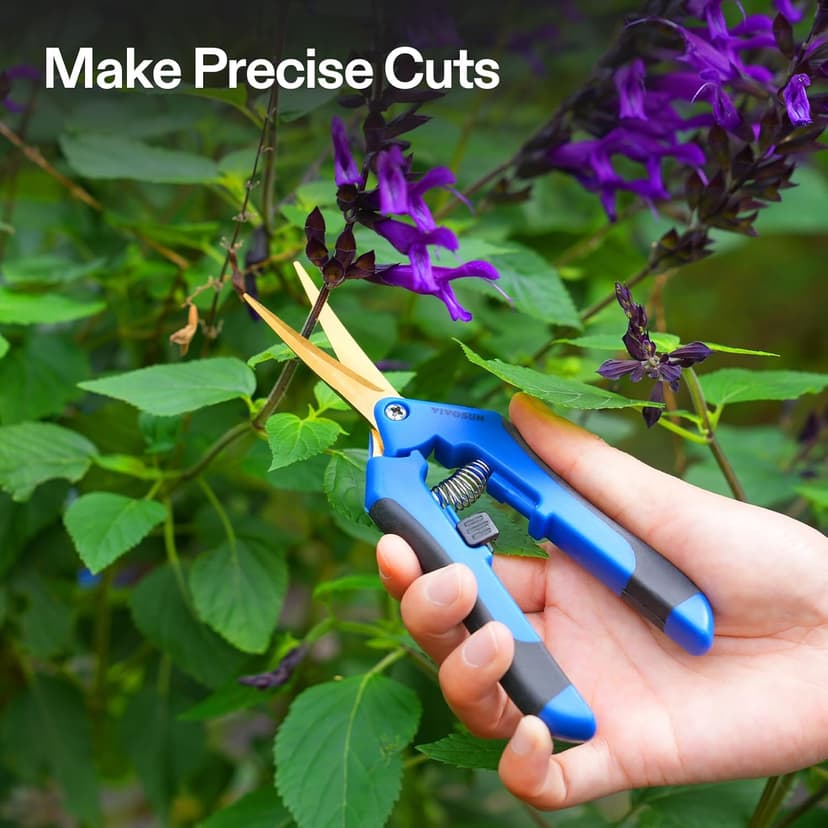 VIVOSUN Curved Gardening Scissors 6.5 Inch Hand Pruner Shear with Titanium Coated Blades 1-Pack