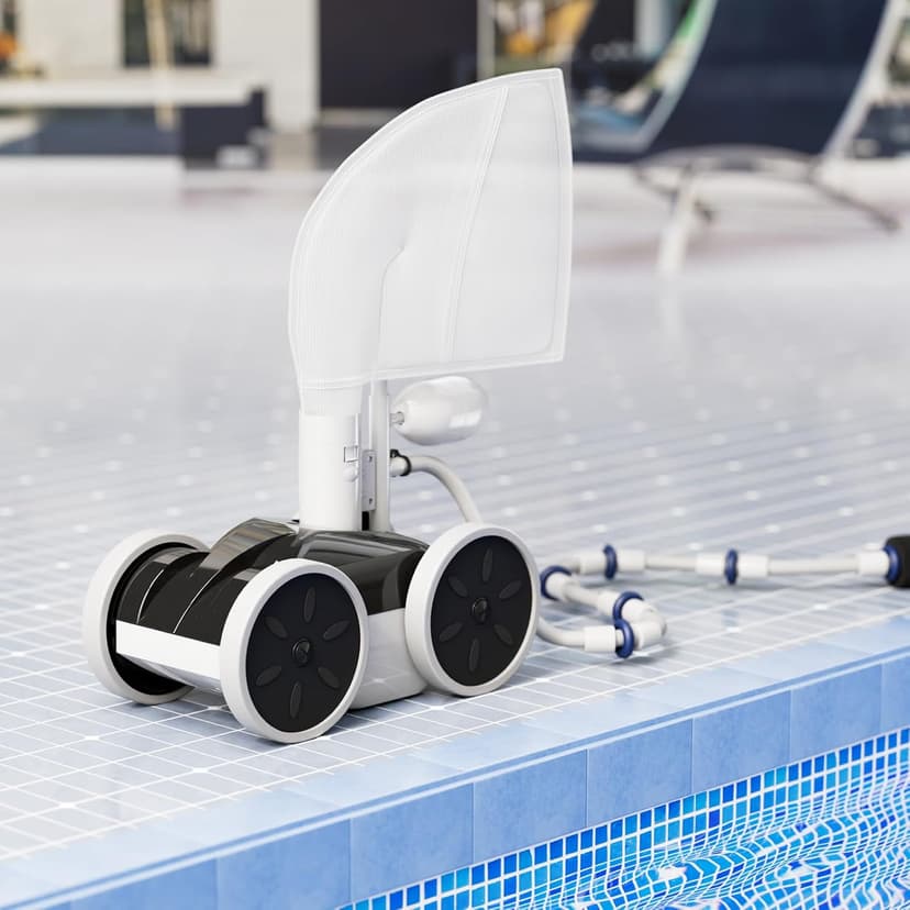 Upgrade Pool Pressure Side Sweeper: Professional Solution for Cleaning Your Swimming Pool (Four Wheels Better Than Three)