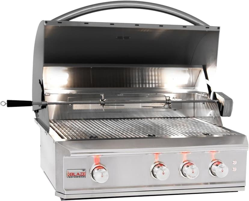 Blaze BLZ-3PRO-LP BLZ-3PRO-NG 34 Inch Propane Natural Gas Built-in Grill 3 H Burners Infrared Burner & Rotisserie Kit Free Grill Cover (34" Propane)