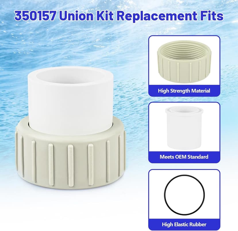 Pool Pump Union Fittings Replacement Pentair SuperFlo & SuperFlo Variable Speed Pool Pump, 2 Inch 350157 PVC Union for Pentair SuperFlo VS 342001-2 Pack