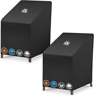 Stackable Patio Chair Cover 2 Pack - 600D Outdoor Chair Cover Waterproof & Heavy Duty, Lawn Furniture Stacking Seat Cover for 4 - 6 Outdoor Stackable Dining Chairs - 28 x 36 x 47 Inch