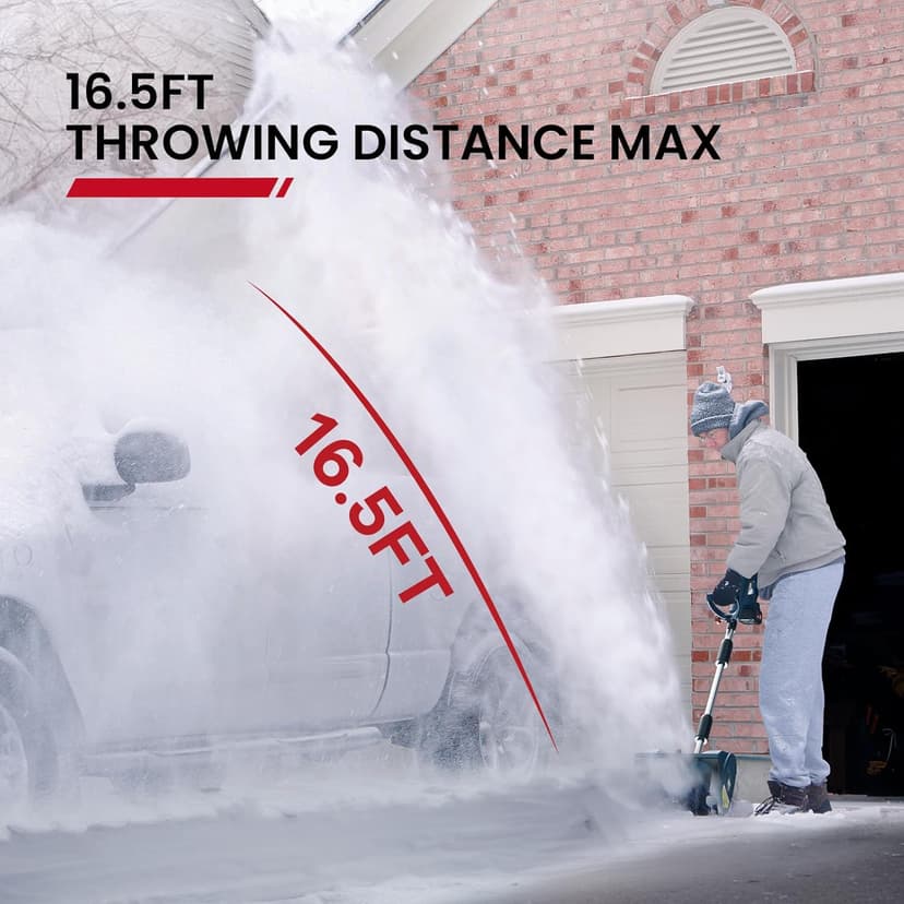 Eletric Snow Shovel, 20V | 12-Inch | 4-Ah Cordless Snow Blower, Battery Powered Snow Blower with Directional Plate & Adjustable Front Handle (4-Ah Battery & Quick Charger Included)