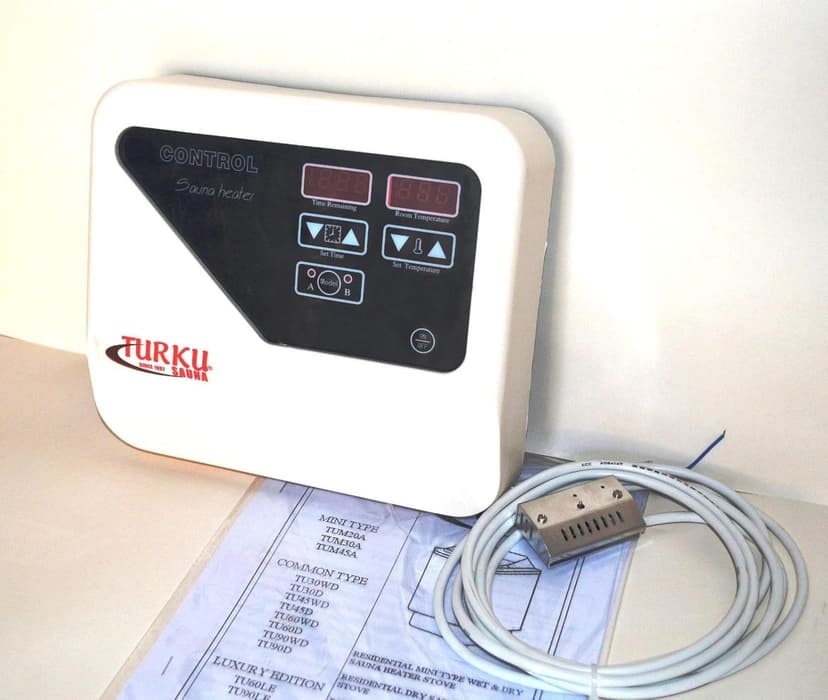 TURKU Residential 9KW 240V 450 CU. FT Stainless-Steel Wet & Dry Sauna Heater Stove with External Digital Control (EXTERNAL CON5 DIGITAL CONTROLLER, STAINLESS STEEL 9KW SAUNA STOVE)
