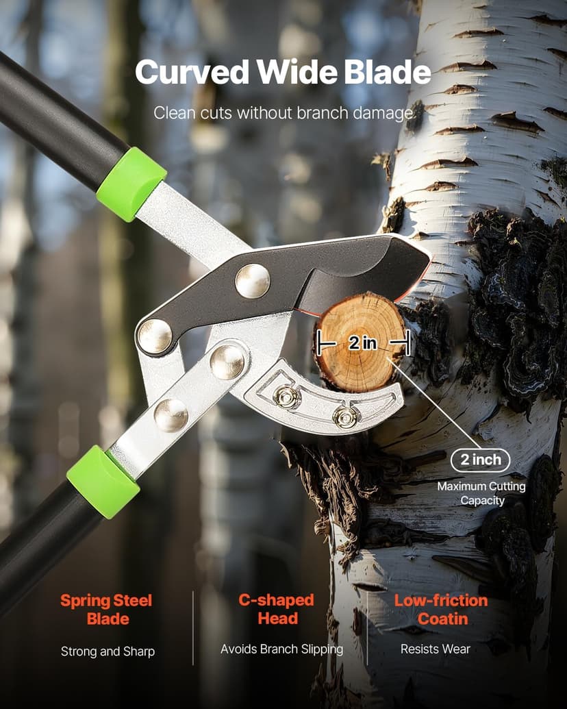 VEVOR Loppers for Tree Trimming, 32 inch Garden Anvil Trimmer with Compound Action, Sharp Steel Blade, Heavy Duty Tree Branch Cutter Up to 2 inch Dia Cut Capacity, Ergonomically Designed Handles