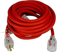 TEMCo 30 ft L14-30 - 30Amp Extreme Cold Weather Generator Extension Power Cord w/Lighted Plugs SJEOW Insulation Remains Flexible to -58F(-50C) 10 Gauge 4 Prong 125/250V 7500W UL Listed 1 YearWarranty