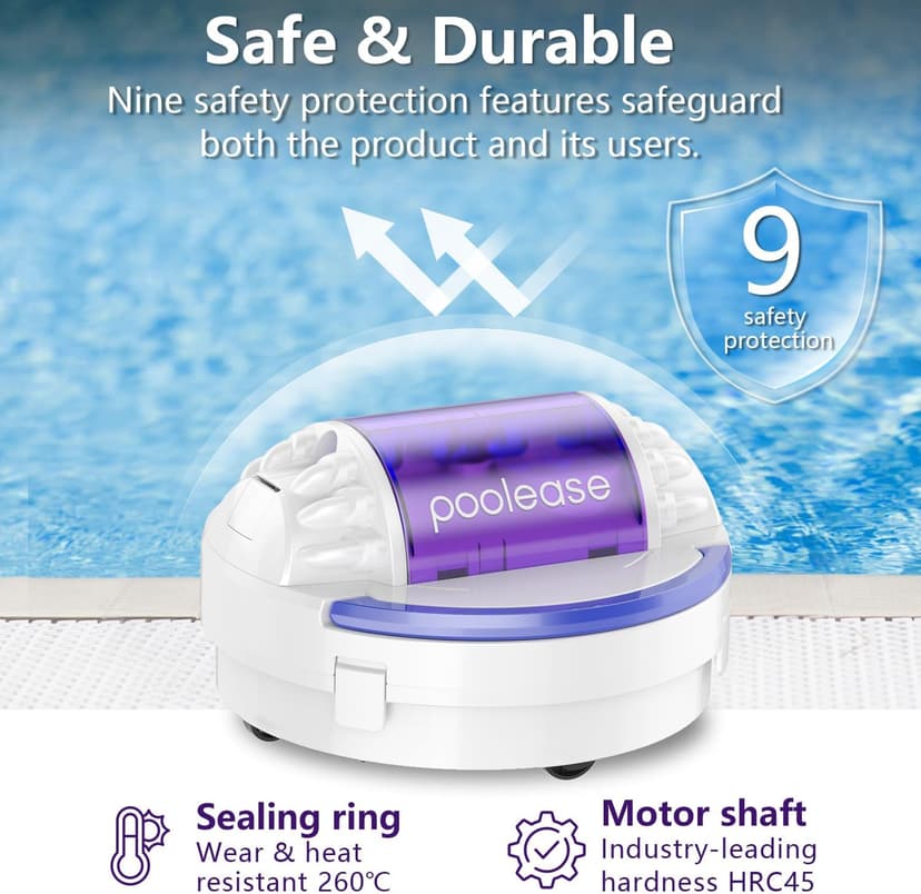 X1 Cordless Pool Cleaner Robot, Robotic Pool Vacuum for Above/In Ground Pool, 45W Dual-Motor, Self-Parking, Enhanced with 2L Debris Capacity (White and Purple)