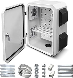 Outdoor Electrical Box, Cold-Rolled Steel Plate, Aluminum Alloy Back Beam, One-Piece Ventilation Design, IP65 Waterproof, Wall/Pole Mounted (15.7" x 11.8" x 7.9")