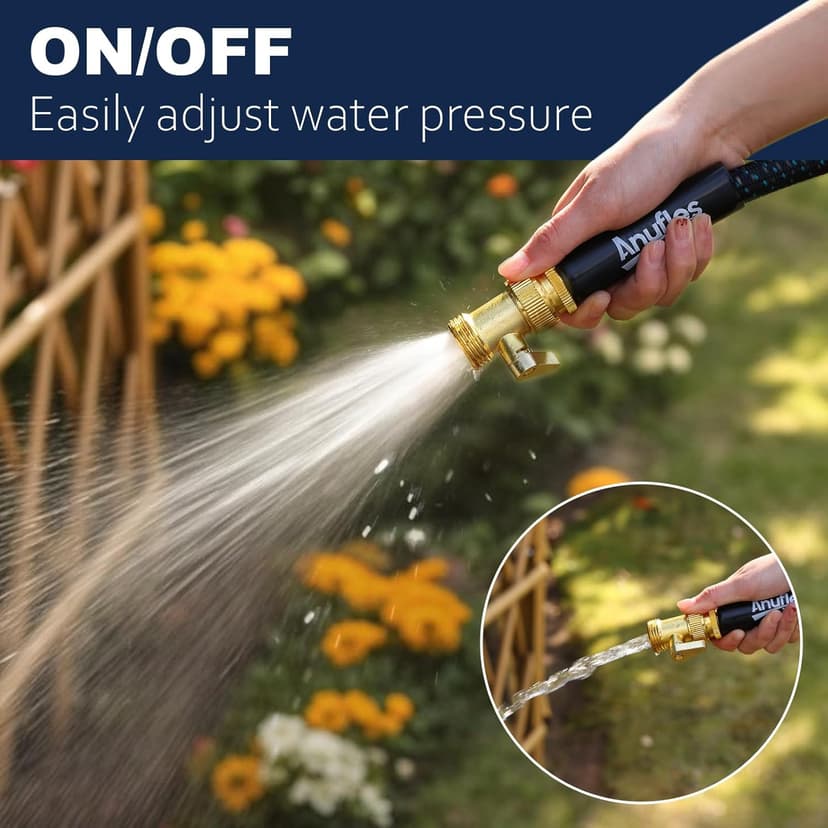 Garden Hose 50FT, Lightweight 3-Layer PVC Flexible Water Hose, No Kink, Leak-Resistant, High-Pressure with Meatl Fittings, Durable for Outdoor, Gardening, Washing Cars, Easy to Store