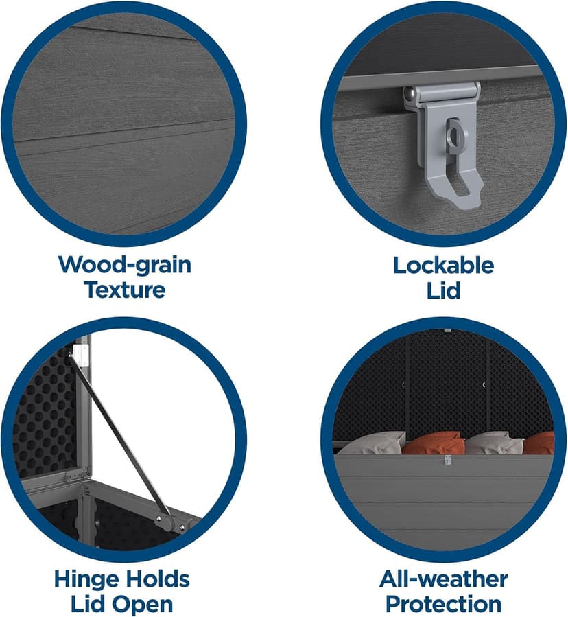 Cosco Outdoor Living 88180BGY1E Cosco Outdoor Patio Storage, Extra Large, 180 Gallons, Charcoal Deck Box, Black/Gray